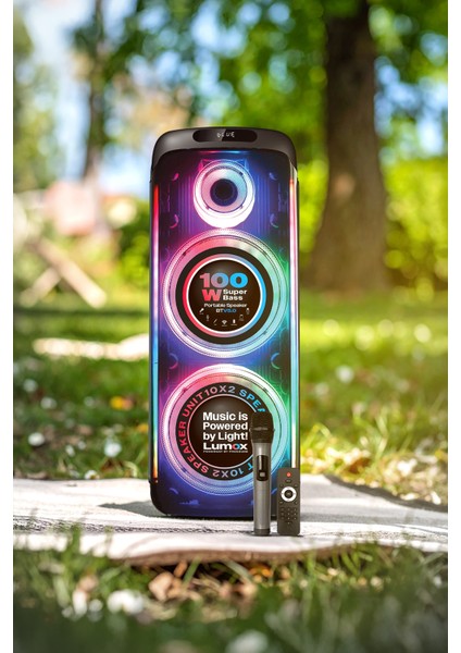 Lumox 100W Bluetooth Hoparlör Karaoke Parti Ses Sistemi Gitar Girişli Optik Kontrol Paneli Ekran fırsatları