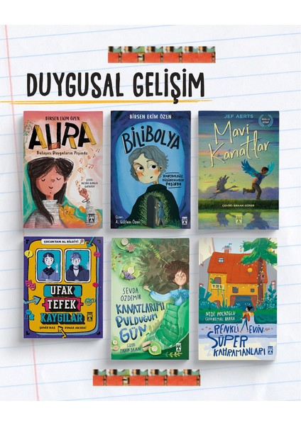 Duygusal Gelişim (6kitap) Kitap- Aura, Bilibolya, Mavi Kanatlar, Ufak Tefek Kaygılar, Kanatlarımı Bulduğum Gün, Renkli Evin Süper Kahramanları