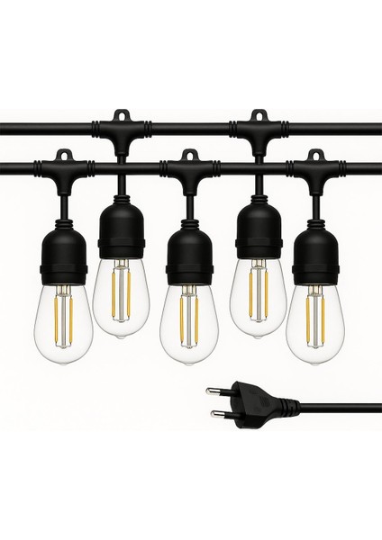 KB00001 5'li E27 Duy Sıralı 5 Metre Lamba Kablosu (5 Adet Duy Içerir)