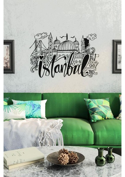 Istanbul Silüeti Dekoratif Metal Tablo – Şehir Temalı Duvar Dekoru