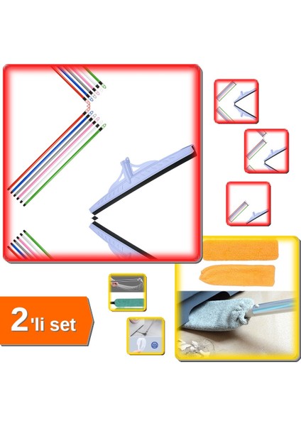 Yersil Temizleme + Sihirli Mikrofiber Mop Seti - 2'li Set W9R4F8