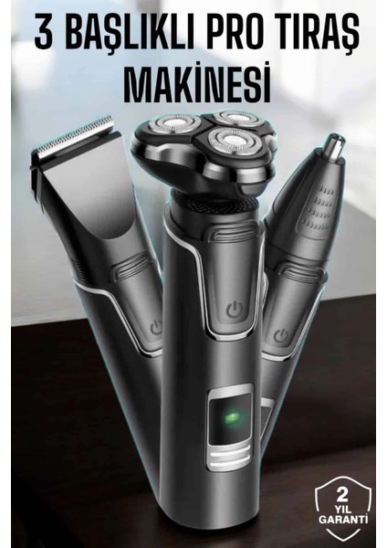 Yüksek Performanslı 3 Başlıklı Profesyonel Tıraş Makinesi