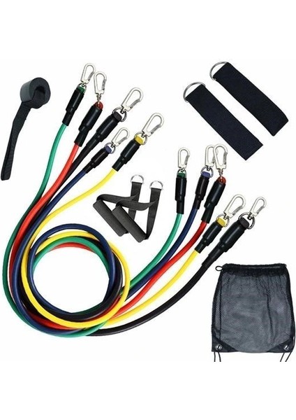 Buffer® 11 Parça Lateks Egzersiz Bandı Çekme Halatı Egzersiz Seti
