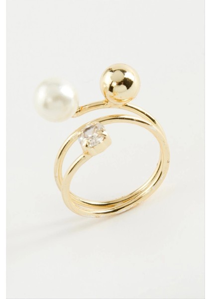 Yuvarlak Inci Metal Yüzük