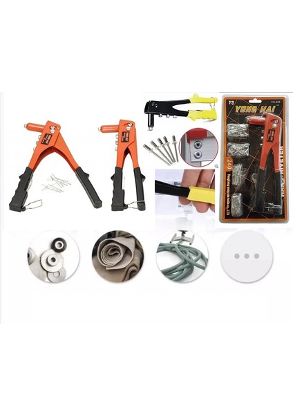 Kalınlık Tek Yönlü El Perçin Tabancası 40 Yedekli ve 4 Çeşit Perçim