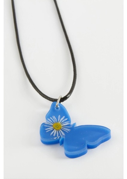 Kelebek Oval Epoksi Kolye