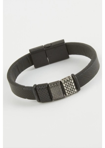 Noktalı Kaliteli Mıknatıslı Suni Deri Bileklik