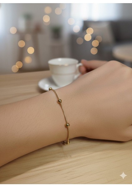 Dorika Toplu Çelik Gold Bileklik