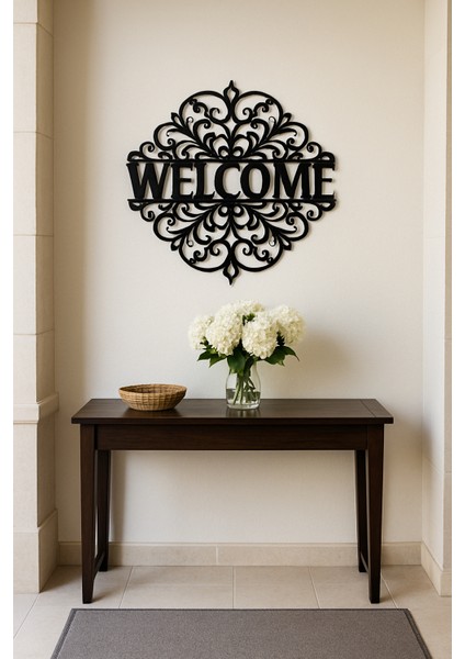 Welcome Yazılı Desenli Metal Tablo | Giriş Için Karşılama Duvar Dekoru modelleri