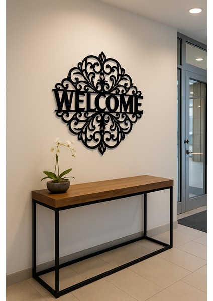 Welcome Yazılı Desenli Metal Tablo | Giriş Için Karşılama Duvar Dekoru fırsatları