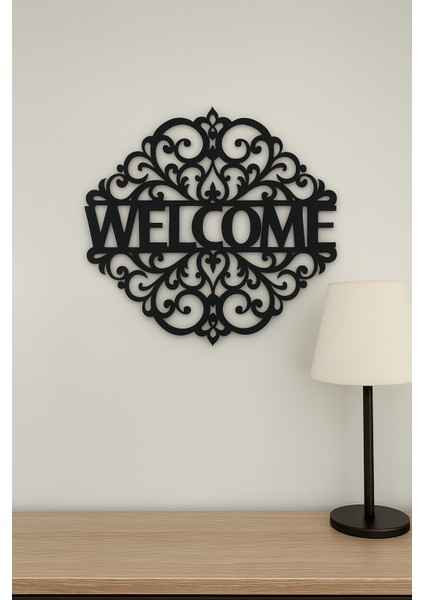 Welcome Yazılı Desenli Metal Tablo | Giriş Için Karşılama Duvar Dekoru indirimleri