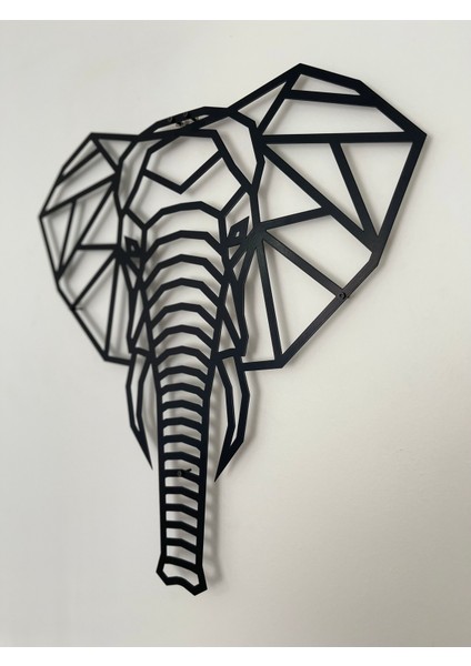 Geometrik Fil Metal Duvar Tablosu – Modern Siyah Tasarım indirimleri