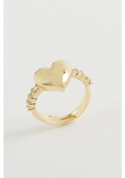 Kalp Taşlı Metal Yüzük