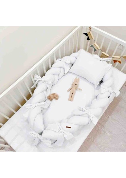 Babynest %100 Pamuk Özel Tasarım Örgü Korumalık Kenarlı Bebek Yatağı
