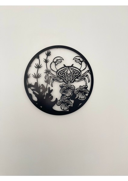 Deniz Yaşamı Metal Tablo – Yengeç ve Mercan Tasarımı modelleri