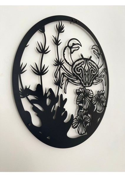 Deniz Yaşamı Metal Tablo – Yengeç ve Mercan Tasarımı fırsatları