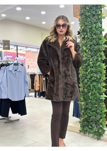 Ekstra Yumuşak Doku Dolgun Kancalı Uzun Kürk Kaban fırsatları