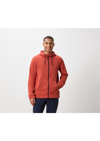 Erkek Kapüşonlu Örgü Polar Ceket,turuncu modelleri