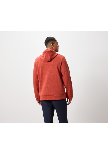 Erkek Kapüşonlu Örgü Polar Ceket,turuncu fırsatları