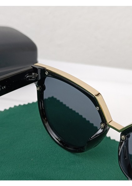 Kadın Güneş Gözlüğü Siyah Yuvarlak Çerçeve UV400 fırsatları