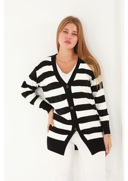 Ince Triko Hırka Çizgili Desen