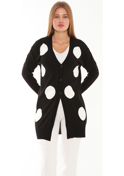 Ince Triko Hırka Puantiye Desen