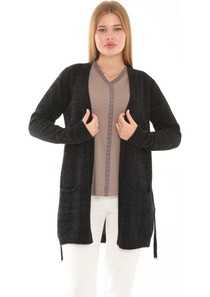 Simli Kuşaklı Simli Iplik Triko Hırka fiyatları