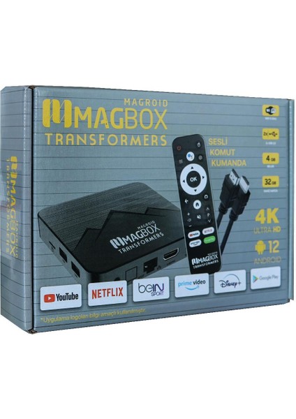 Magroid Transformers 32 GB HDD 4 GB Ram Bluetooth 5g Wifi Ses Komut Kumandalı Android Tv Box modelleri