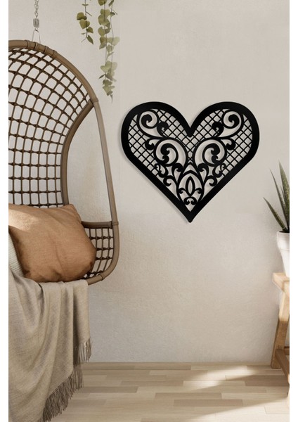 Desenli Kalp Figürlü Metal Tablo Iv | Romantik Duvar Dekoru