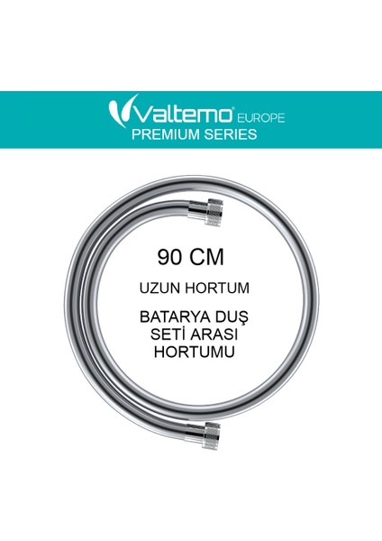 | Valtemo 90 cm Neoflex Krom Uzun Ara Hortum – Batarya Duş Seti Arası, Patlamaz, 5 Katmanlı