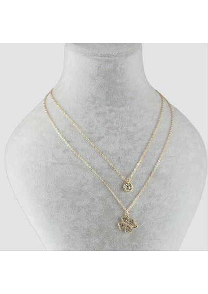 Yonca Figürlü Ikili Kolye