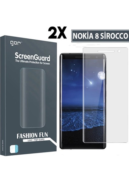 Gor Nokia 8 Sirocco 3D Kavisli Full Darbe Emici Ekran Koruyucu 2 Adet SET-(5775) - A952H861-M67952