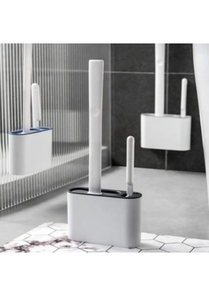 Pratik Wc Temizlik Seti - Silikon Klozet Fırçası ve Ince Detay Fırçası (Duvar Monte Aparatı Dahil) fiyatları