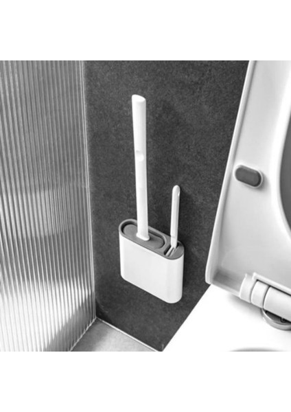 Pratik Wc Temizlik Seti - Silikon Klozet Fırçası ve Ince Detay Fırçası (Duvar Monte Aparatı Dahil) fırsatları