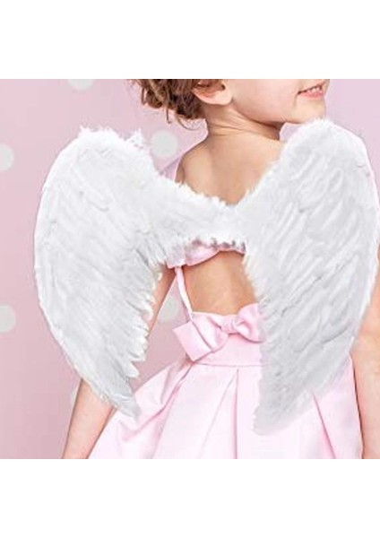 Beyaz Renkli Küçük Boy Bebek Melek Kanadı 25X45 cm