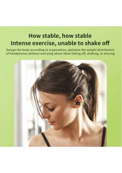 AX10 Kulak Klipsi Açık Kulak Bluetooth Şarj Kutusu ile Bisiklet Koşu Için Spor Kulaklık + Yeşil modelleri