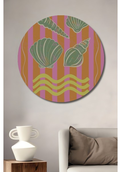 Deniz Kabuğu Ahşap Mdf Dekoratif Ev/işyeri Duvar Tablo Yuvarlak Ev/işyeri Duvar Tablo