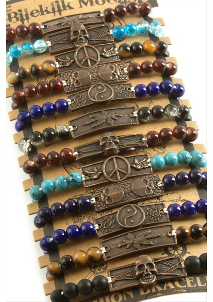 Karışık Aparatlı Cam Taş Makrome Örgü Ip Bileklik