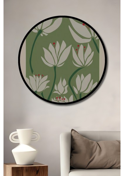 Çerçeve Görünümlü Çiçek Pazarı Tokyo Ahşap Mdf Dekoratif Ev Duvar Tablo Yuvarlak Ev Duvar Tablo