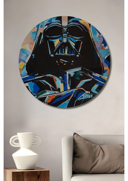 Darth Vader Soyut Sanat Ahşap Mdf Dekoratif Ev/işyeri Duvar Tablo Yuvarlak Ev/işyeri Duvar Tablo