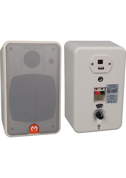 Mv-21 10 cm 40 Watt Komütatörlü Hat Trafolu Beyaz Sütun Hoparlör (2'li Takım)