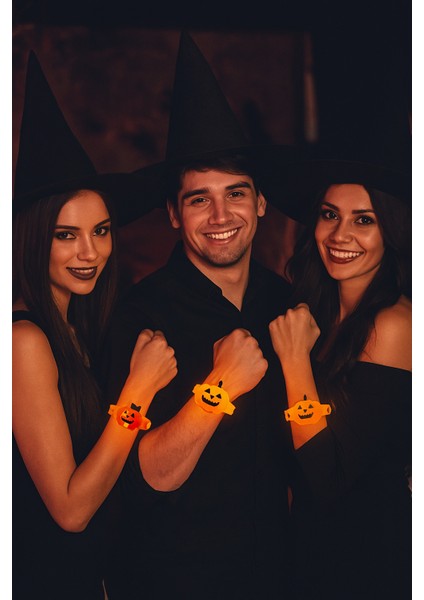 Halloween Cadılar Bayramı Bal Kabağı Bileklik Işıklı 3 Modlu Esnek Her Kola Uyum Sağlar modelleri