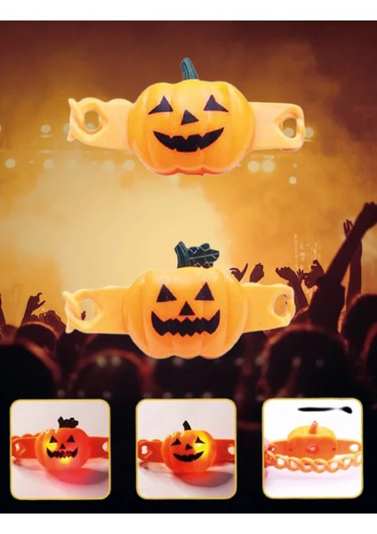 Halloween Cadılar Bayramı Bal Kabağı Bileklik Işıklı 3 Modlu Esnek Her Kola Uyum Sağlar indirimleri