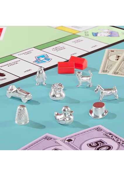 Monopoly Classic Büyük Jetonlu | Strateji, Emlak ve Yatırım Temalı Eğlenceli Kutu Oyunu 8+ Ya
