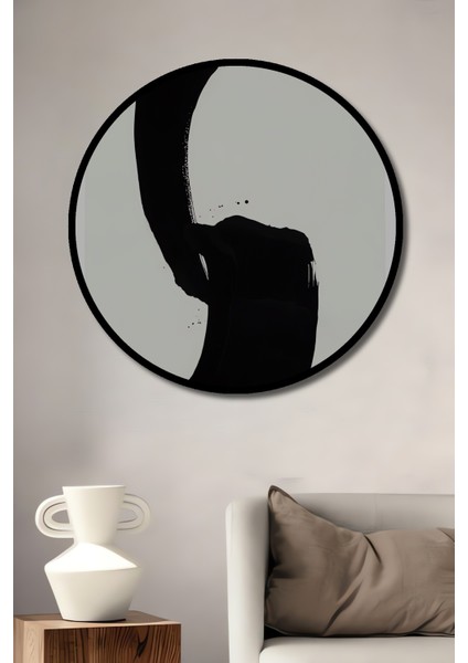 Çerçeve Görünümlü Soyut Sanat Dekoratif Ahşap Mdf Işyeri Duvar Tablo Yuvarlak Işyeri Duvar Tablo