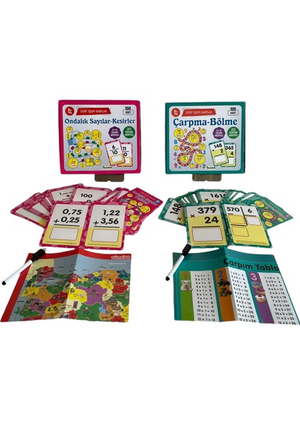 Ilk Okul Dördüncü Sınıf Yaz Sil Matematik Seti Çarpma Bölme Ondalık Sayılar Kesirler Toplama Çıkarma modelleri