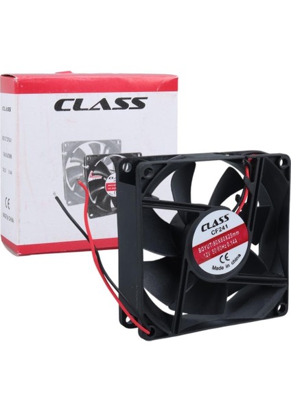 CF-241 DC12V 80X80X25MM Aksiyel Fan - 20CM Siyah-Kırmızı Güç Kablolu fırsatları