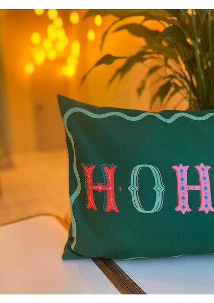 Ho Ho Ho Yazılı Yılbaşı Temalı Çift Taraflı Süet Kırlent Kılıfı - Yılbaşı Kırlent Kılıfı fiyatları