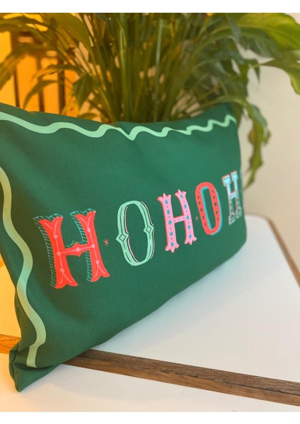 Ho Ho Ho Yazılı Yılbaşı Temalı Çift Taraflı Süet Kırlent Kılıfı - Yılbaşı Kırlent Kılıfı modelleri