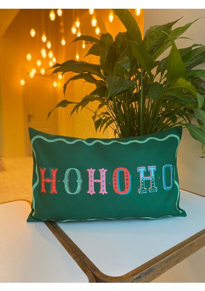 Ho Ho Ho Yazılı Yılbaşı Temalı Çift Taraflı Süet Kırlent Kılıfı - Yılbaşı Kırlent Kılıfı fırsatları